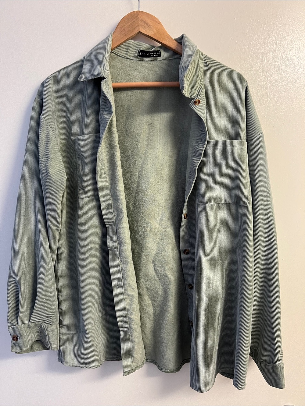 SHEIN Men's Corduroy Shirt Jacket in Sage Green